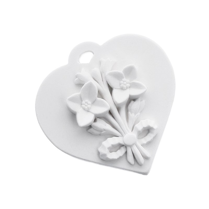 Forma cerâmica perfumada coração com bouquet Forma cerâmica perfumada coração com bouquet