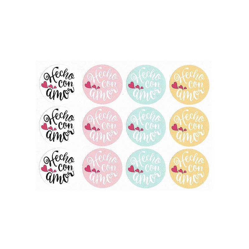 Pegatinas redondas hecho con amor Pegatinas redondas hecho con amor