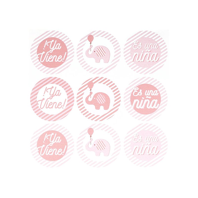 Pegatinas baby shower es una niña Pegatinas baby shower es una niña