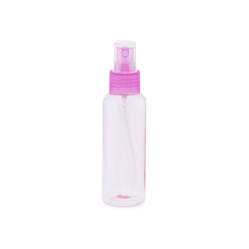 Botella pet rosa 100 ml con pulverizador 