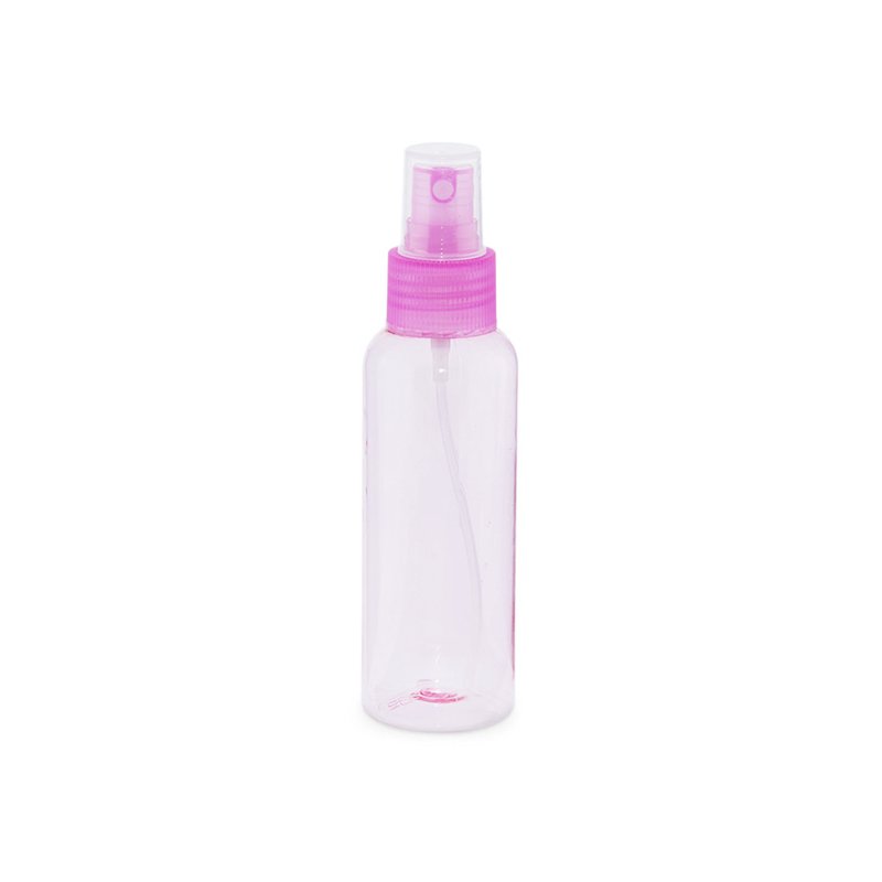 Botella pet rosa 100 ml con pulverizador Botella pet rosa 100 ml con pulverizador
