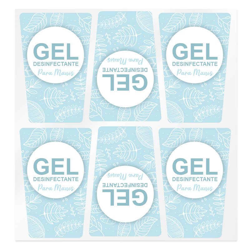 Pegatinas azules para gel desinfectante Pegatinas azules para gel desinfectante