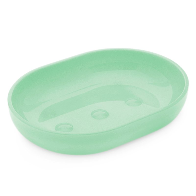 Saboneteira verde oval de plastico
