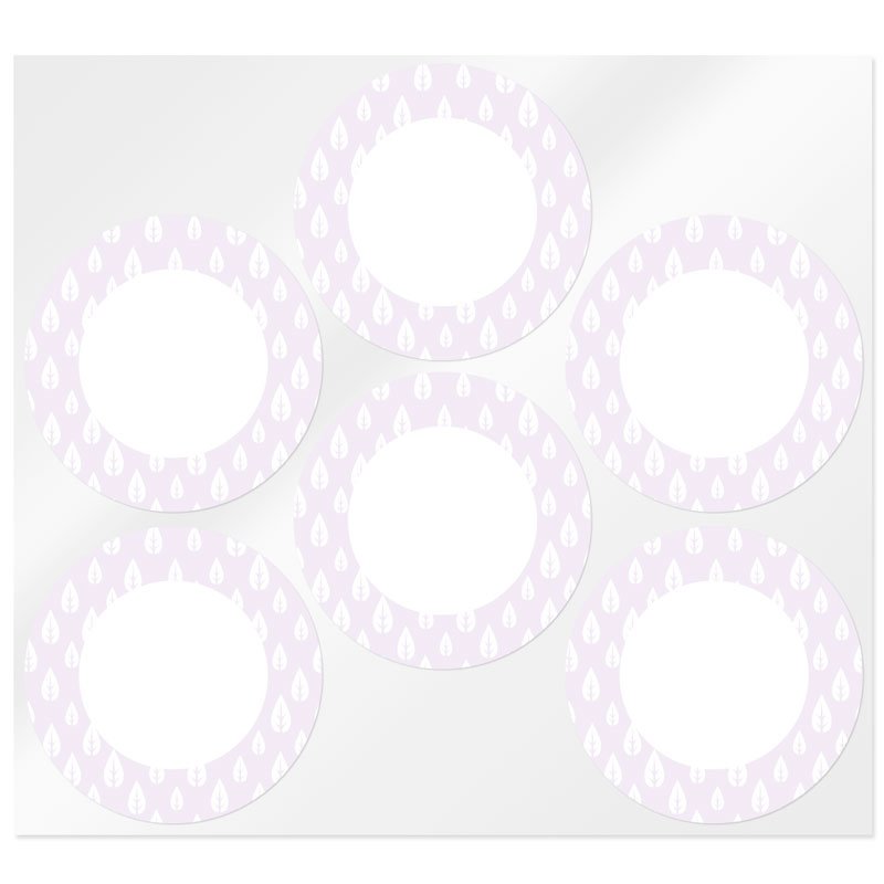 Autocolantes redondos lilas com folhas Autocolantes redondos lilas com folhas