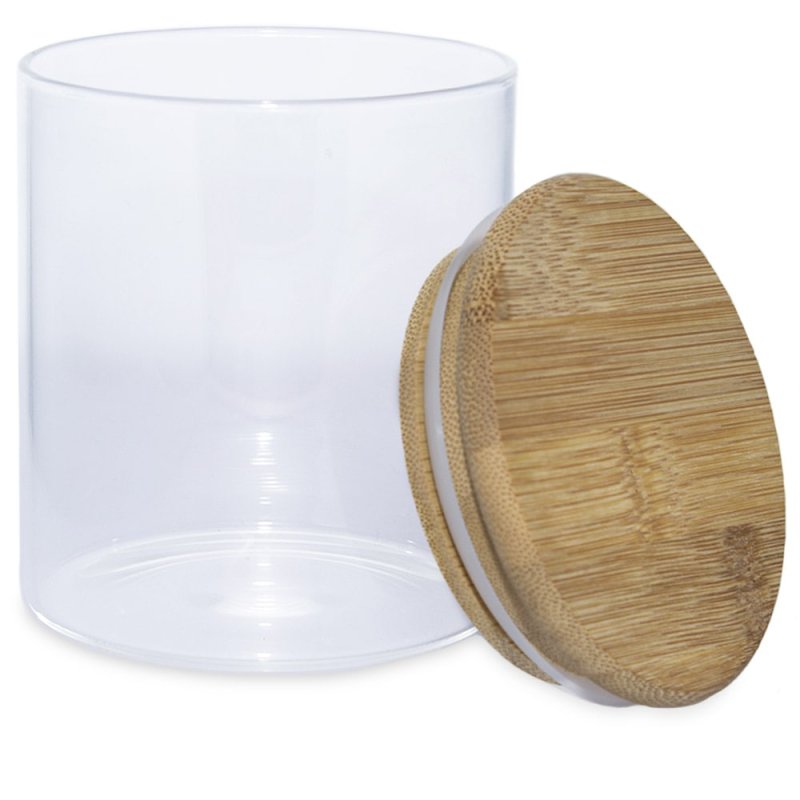 Bote de cristal 310 ml con tapa de bambu