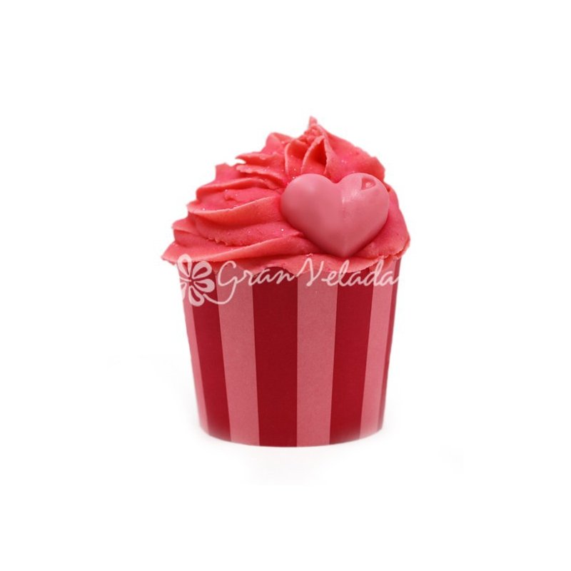 Cspsulas de cupcake a rayas rojas y granates