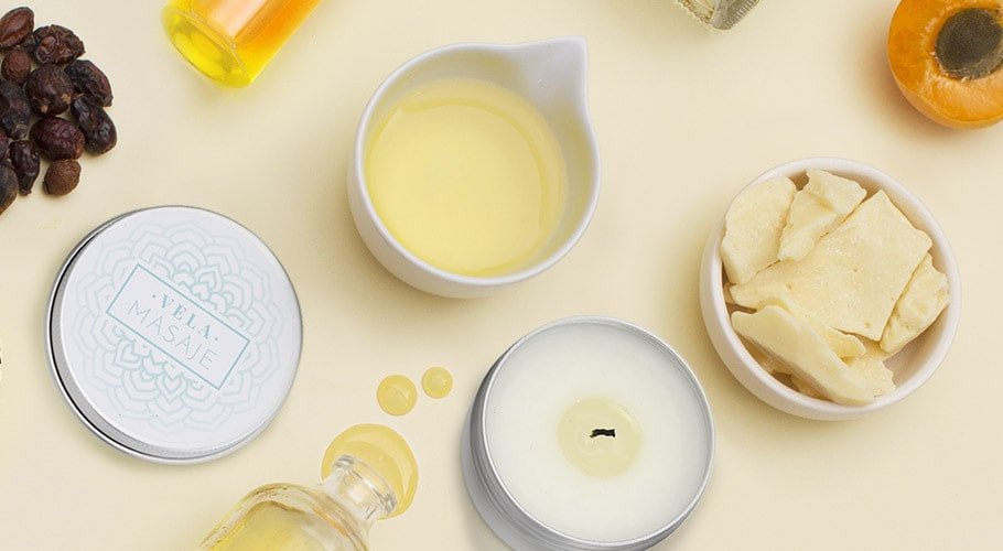 Aceites, mantecas y ceras para velas de masaje DIY Aceites, mantecas y ceras para velas de masaje DIY